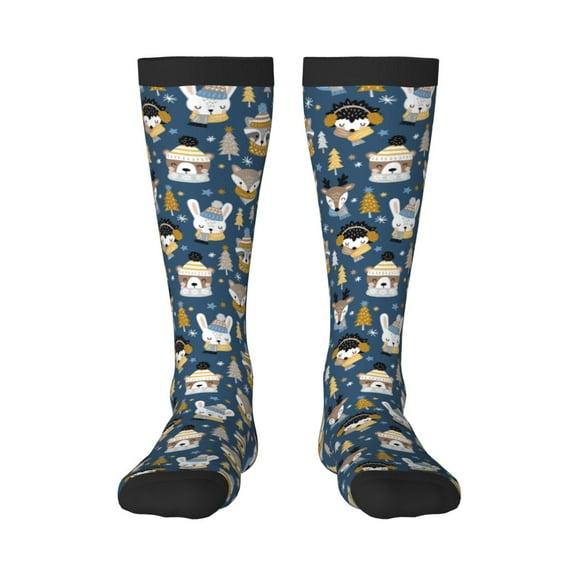 Haiem Winter Animal Friends Socks, Funny Novelty Crazy Design Cotton Socks Sports Socks Knee High Socks For Men, Women,1Pairs - Gift For Working Friends