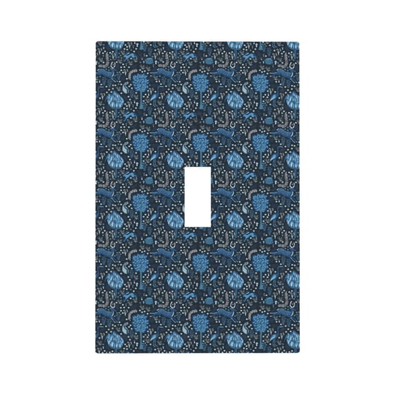 Haiem Winter Blue Forest Deer Pattern Decorative Wall Plates, 1-Gang 5.0" x3.0", Unbreakable Thermoplastic Faceplate Cover for Decorator Receptacle Outlet & Switch-Style T