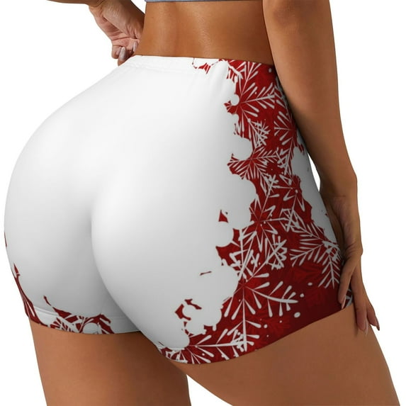 Haiem Winter Christmas Snowflake No Front Seam Biker Shorts for Women Yoga Workout Gym Bike Shorts with Tummy Control Moisture-Wicking-XX-Large