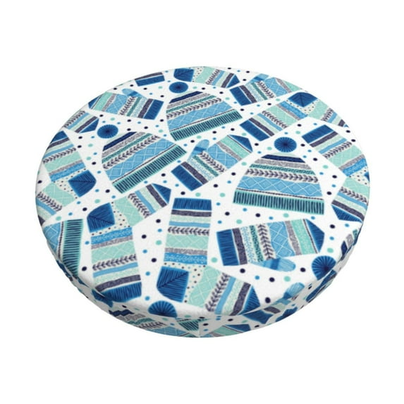 Haiem Winter Knit Hat and Socks Print Cushion Round Bar Chair Seat Cover Bar Chair Cushion Covers Elastic Washable Bar Chair Cover,Protects from Scratches and Stains-12 inch