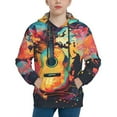 thumbnail image 1 of Haiem World Map Guitar Illustration Pattern Boys Hoodie, Youth Pullover Hooded Sweatshirt, Kangaroo Pocket Hoodie for Kids Girls -Medium, 1 of 6