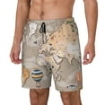 Haiem World Map With Animals Mens Swim Trunks with Compression Liner 2