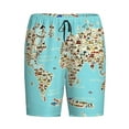 thumbnail image 1 of Haiem World Travel Line Icons Map Men's Pajama Short with Soft Woven Cotton Elastic Waistband Sleep Short-X-Large, 1 of 9