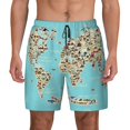 thumbnail image 1 of Haiem World Travel Line Icons Map Mens Swim Trunks with Compression Liner 2 in 1 Swimming Shorts Stretch Swimwear Quick Dry,Board Shorts-3X-Large, 1 of 9