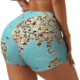 thumbnail image 1 of Haiem World Travel Line Icons Map No Front Seam Biker Shorts for Women Yoga Workout Gym Bike Shorts with Tummy Control Moisture-Wicking-, 1 of 9