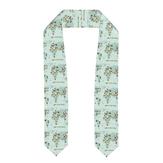 Haiem World Travel Map Pattern Graduation Stole 2024 | Premium Satin Sash for Graduation Ceremony