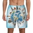thumbnail image 1 of Haiem World Travel Mens Swim Trunks with Compression Liner 2 in 1 Swimming Shorts Stretch Swimwear Quick Dry,Board Shorts-X-Large, 1 of 9