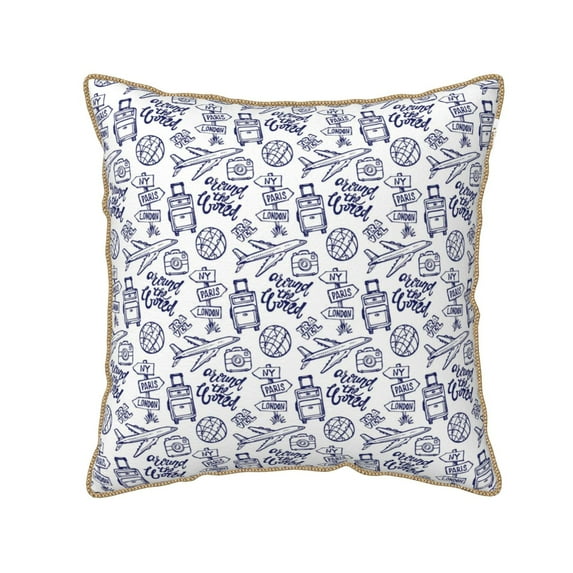 Haiem World Travel2 Print Velvet Soft Solid Decorative Square Throw Pillow Covers Set with Elegant Piping Christmas Cushion Case for Sofa Bedroom Car-20"x20"