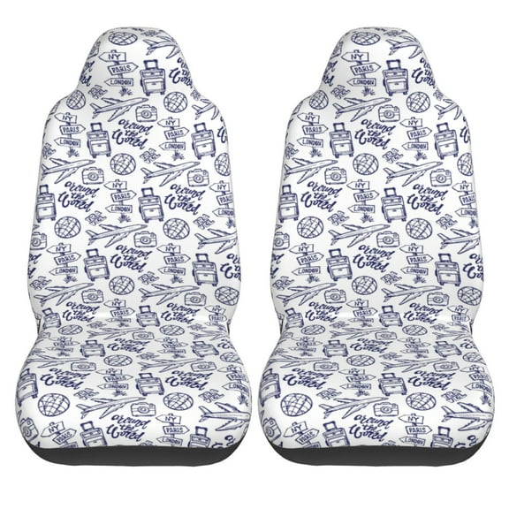 Haiem World Travel2 Printed Car Seat Covers Set of 2, Universal Fit Car Seat Covers,Protective Seat Covers,Comfortable Car Seat Covers, Easy Installation Seat Covers