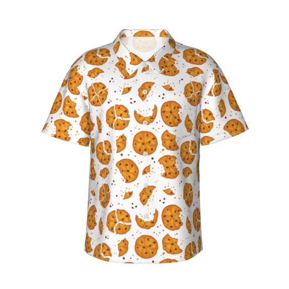 Haiem Yellow Biscuit Printed Hawaiian Shirt for Men - Men’s Casual Beach Summer Shirts - Stretch Fabric with Modern Fit-Small