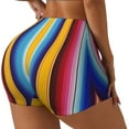 thumbnail image 1 of Haiem Yellow Blue Mexican Blanket Stripes No Front Seam Biker Shorts for Women Yoga Workout Gym Bike Shorts with Tummy Control Moisture-Wicking-Medium, 1 of 8