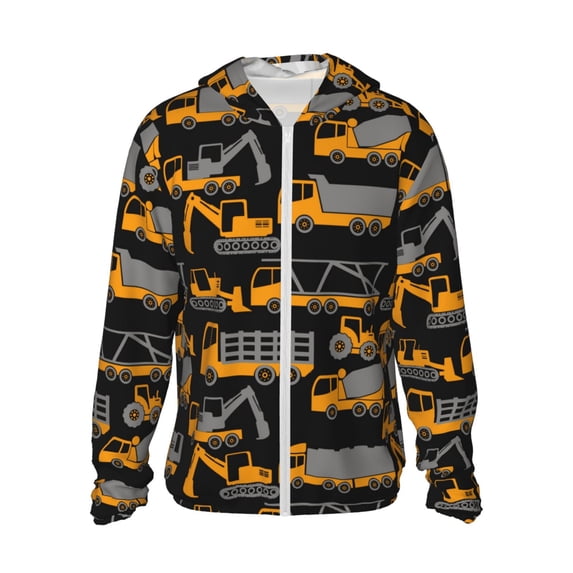 Haiem Yellow Excavator UPF 50+ Fishing Shirts for Men Long Sleeve UV Sun Protection Hoodie Non-Mask Outdoor Hiking Shirts