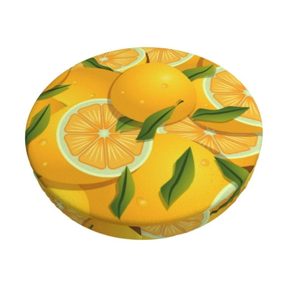 Haiem Yellow Limes Cushion Round Bar Chair Seat Cover Bar Chair Cushion Covers Elastic Washable Bar Chair Cover,Protects from Scratches and Stains-12 inch