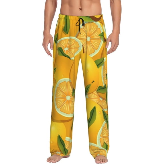 Haiem Yellow Limes Men's Pajama Pants Ultra Lightweight Pjs Bottoms Sleepwear Bottom Pants with Pocket Drawstring-Small
