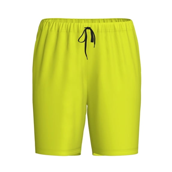 Haiem Yellow Men's Pajama Short with Soft Woven Cotton Elastic Waistband Sleep Short-4X-Large