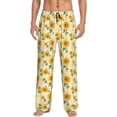 thumbnail image 1 of Haiem Yellow White Plaid Sunflower Men's Pajama Pants Ultra Lightweight Pjs Bottoms Sleepwear Bottom Pants With Pocket Drawstring-X-Large, 1 of 7