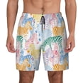 thumbnail image 1 of Haiem Zebra Colourful Mens Swim Trunks with Compression Liner 2 in 1 Swimming Shorts Stretch Swimwear Quick Dry,Board Shorts-X-Large, 1 of 9