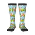 thumbnail image 1 of Haiem bunnies and chicks on a train Funny Novelty Crazy Design Cotton Socks Sports Socks Knee High Socks For Men, Women,1Pairs - Gift For Working Friends, 1 of 6