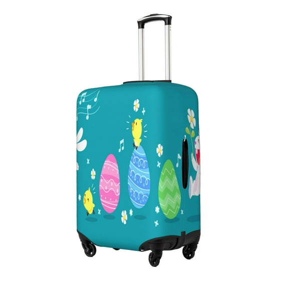 Haiem bunny holding flower Pattern Luggage Cover Printed Suitcase Covers for Luggage Elastic Washable Suitcase Protector Fits 18-32 Inch Luggage-Medium