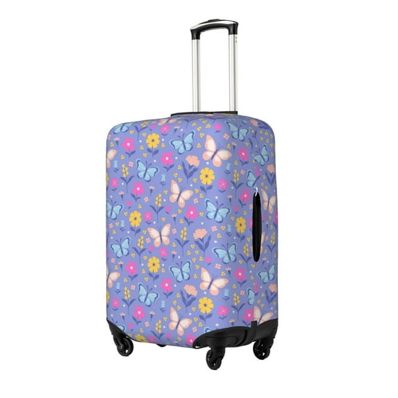 Haiem butterflies and flowers Pattern Luggage Cover Printed Suitcase Covers for Luggage Elastic Washable Suitcase Protector Fits 18-32 Inch Luggage-Small