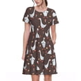 thumbnail image 1 of Haiem cartoon geese Pattern Women's Short-Sleeve Scoop Neck Swing Dress, 1 of 6