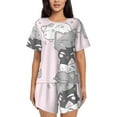 thumbnail image 1 of Haiem cat Pattern Pajama Set for Women 2 Piece Lounge Set Short Sleeve Tops and Shorts Soft Sleepwear-Medium, 1 of 6