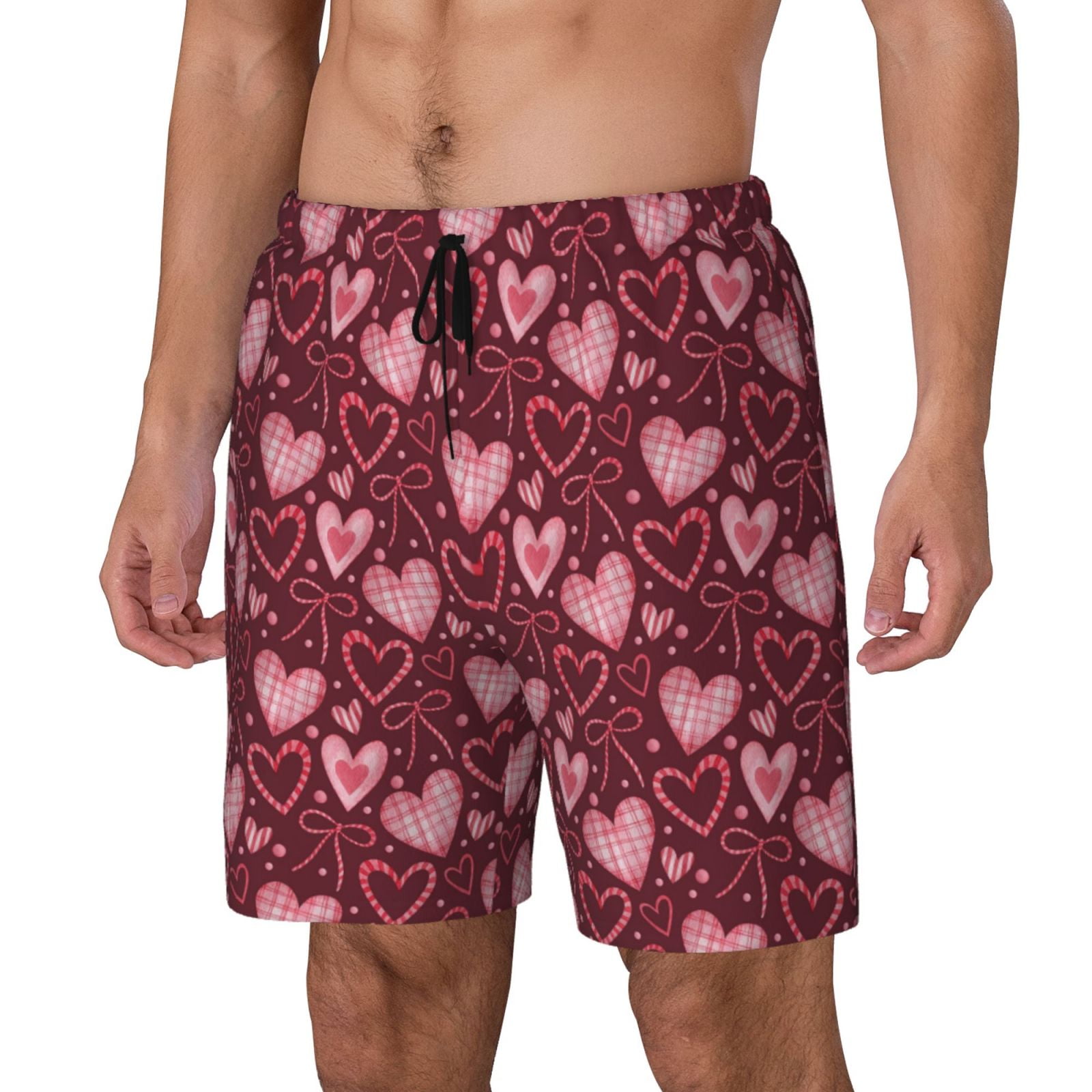 Heart Design Trunks Haiem colorful Heart Pattern Mens Swim Trunks with Compression Liner 2 ...
