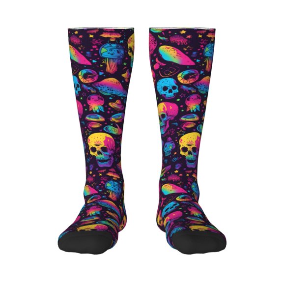 Haiem colorful Skull Retro Socks, Funny Novelty Crazy Design Cotton Socks Sports Socks Knee High Socks For Men, Women,1Pairs - Gift For Working Friends