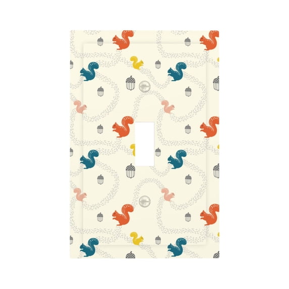Haiem colorful Squirrel Nuts Pattern Decorative Wall Plates, 1-Gang 5.0" x3.0", Unbreakable Thermoplastic Faceplate Cover for Decorator Receptacle Outlet & Switch-Style T
