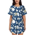 thumbnail image 1 of Haiem cute winter bear Pattern Pajama Set for Women 2 Piece Lounge Set Short Sleeve Tops and Shorts Soft Sleepwear-XX-Large, 1 of 7