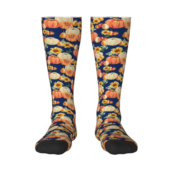 Haiem fall Pumpkin Daisy Socks, Funny Novelty Crazy Design Cotton Socks Sports Socks Knee High Socks For Men, Women,1Pairs - Gift For Working Friends