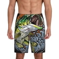 thumbnail image 1 of Haiem fishing bass Pattern Men's Pajama Short with Soft Woven Cotton Elastic Waistband Sleep Short-Large, 1 of 6