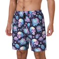 thumbnail image 1 of Haiem flower Skull in starry sky Mens Swim Trunks with Compression Liner 2 in 1 Swimming Shorts Stretch Swimwear Quick Dry,Board Shorts-Medium, 1 of 9