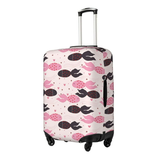 Haiem pink fish hearts Pattern Luggage Cover Printed Suitcase Covers for Luggage Elastic Washable Suitcase Protector Fits 18-32 Inch Luggage-X-Large