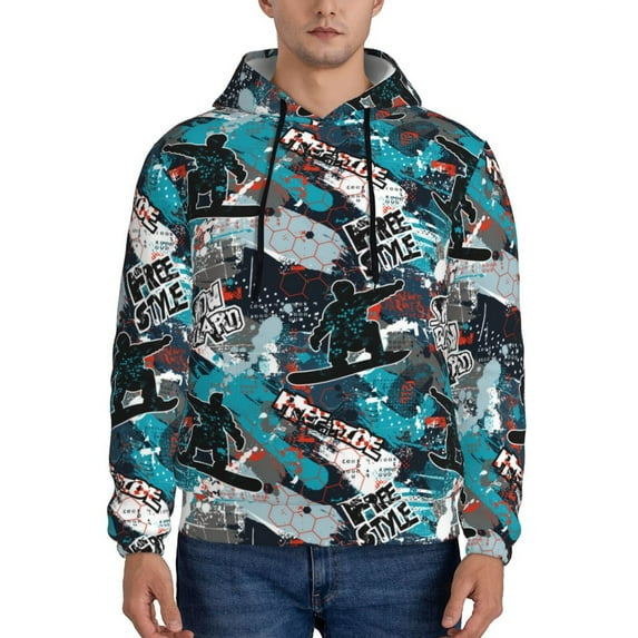 Haiem snow board colorful Patterned Men's Hoodie with Kangaroo Pocket - Ideal Pullover Sweatshirt for Daily Wear, Travel, and Home-3X-Large