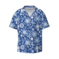 thumbnail image 1 of Haiem whiet Snowflake blue background Men's Casual Shirts Short Sleeve Button Down Shirts Fashion Textured Summer Beach Shirt-Medium, 1 of 7