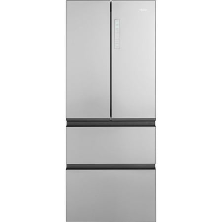 Haier - 28 in. Wide 15.0 Cu. Ft. 4-Door French Door Refrigerator with Quick Cool and Freeze - Stainless Steel
