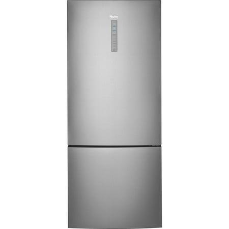 Haier - 28 in. Wide 15 Cu. Ft. Bottom-Freezer Refrigerator with Quick Cool and Freeze - Stainless Steel
