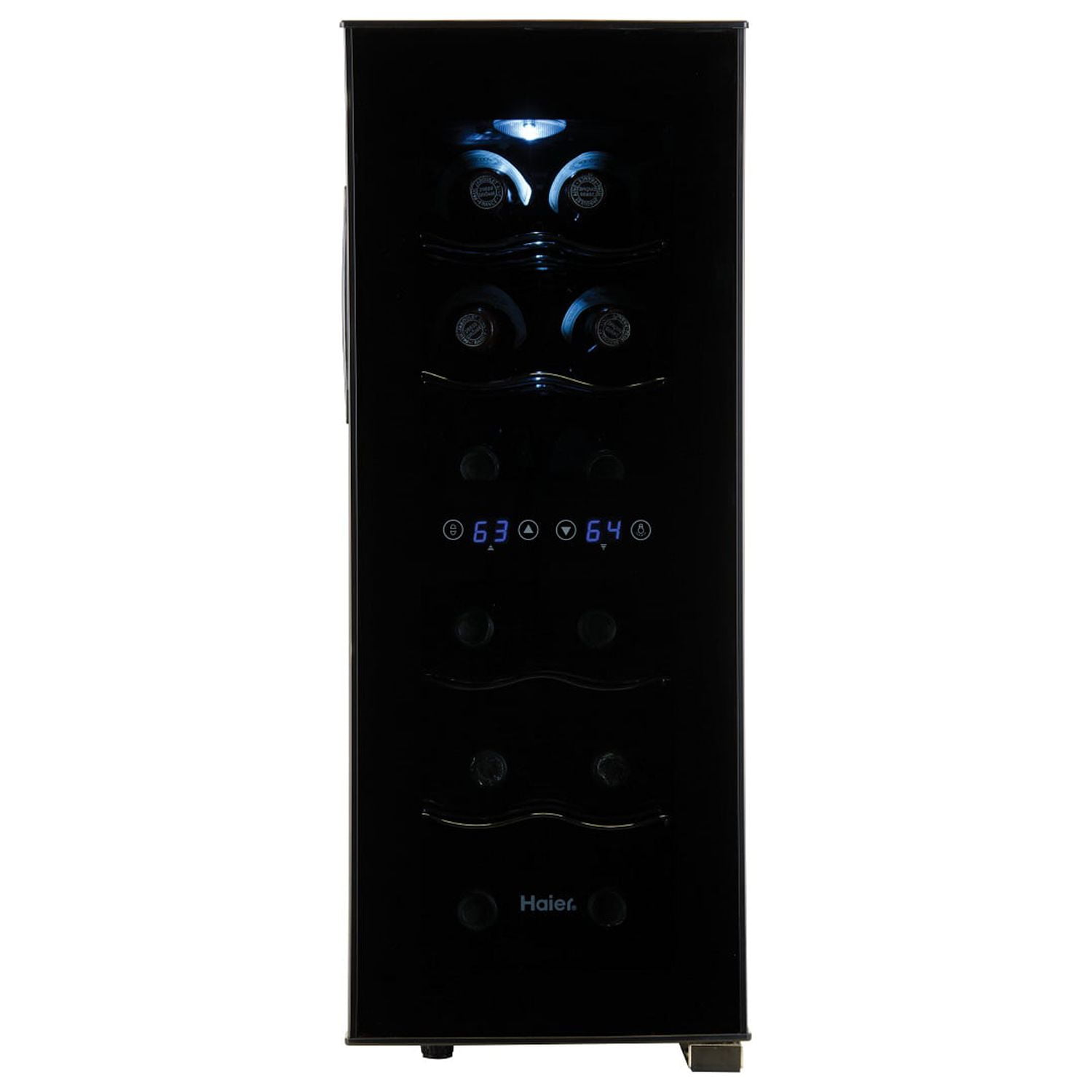 Haier Quiet 12Bottle Dual Zone Thermoelectric Black Wine Cellar with