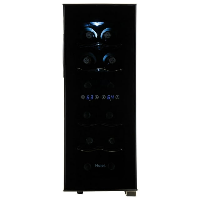 Haier Quiet 12Bottle Dual Zone Thermoelectric Black Wine Cellar with