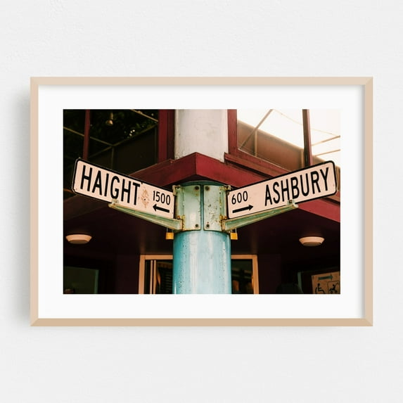 Haight-Ashbury - San Francisco California Photography Street Photography City Vintage Travel Poster Oak Framed Wall Art Print 24 x 36 inches