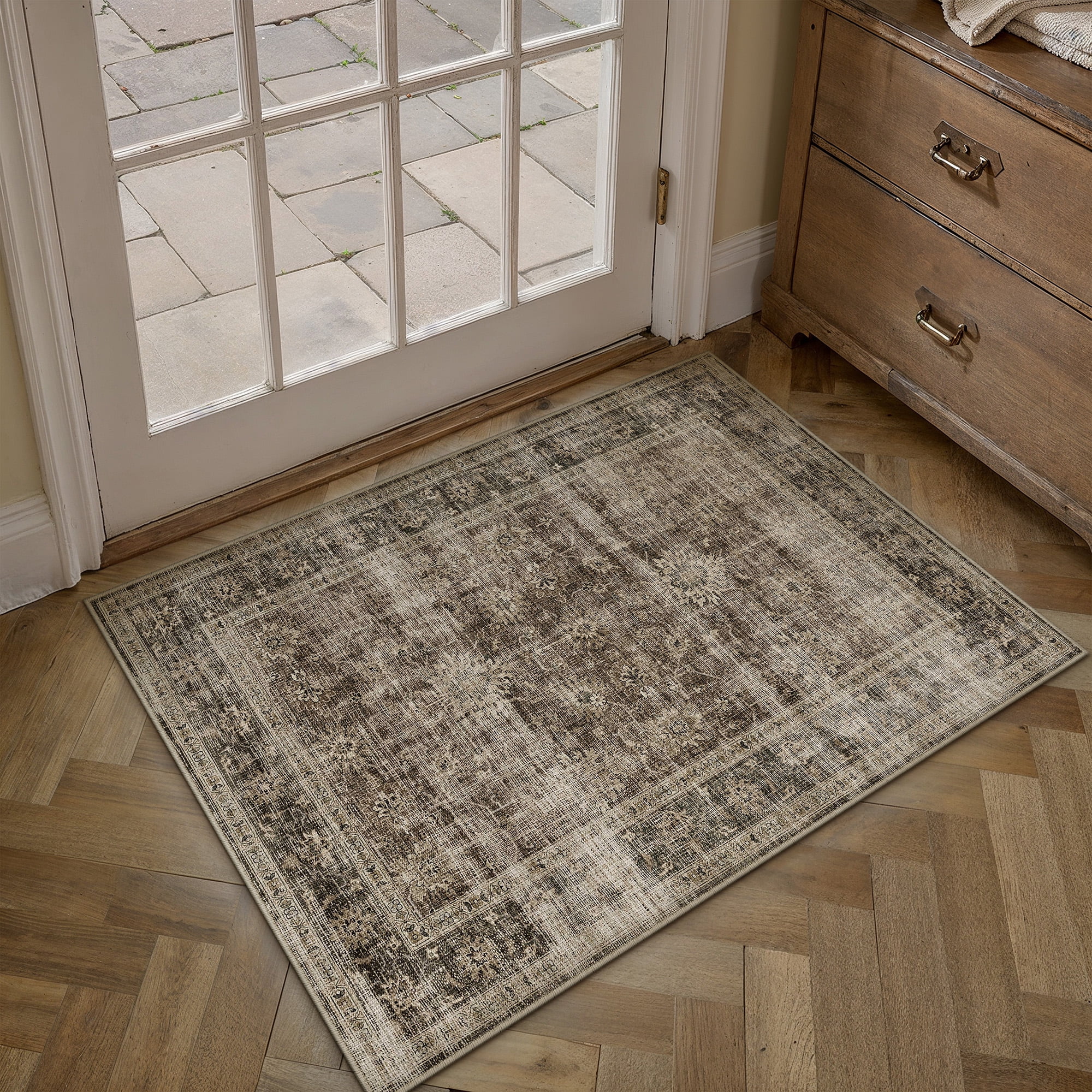 BERTHMEER 2'x3' Entry Rug Door Mat Washable Small Rugs Distressed ...