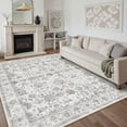 thumbnail image 1 of BERTHMEER 6'x9' Area Rugs for Living Room Washable Bedroom Rugs Distressed Vintage Oriental Traditional Print Low Pile Gray Rugs for Dining Room Farmhouse Nonsilp Carpet, Gray, 1 of 5