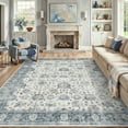 thumbnail image 1 of BERTHMEER 8'x10' Large Area Rugs for Living Room Washable Bedroom Rugs Distressed Vintage Oriental Traditional Print Low Pile Blue Rugs for Dining Room Farmhouse Nonsilp Carpet, Blue, 1 of 5
