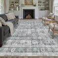 thumbnail image 1 of BERTHMEER 9'x12' Large Area Rugs for Living Room Washable Bedroom Rugs Distressed Vintage Oriental Traditional Print Low Pile Dusty Blue Rugs for Dining Room Farmhouse Nonsilp Carpet, Dusty Blue, 1 of 5