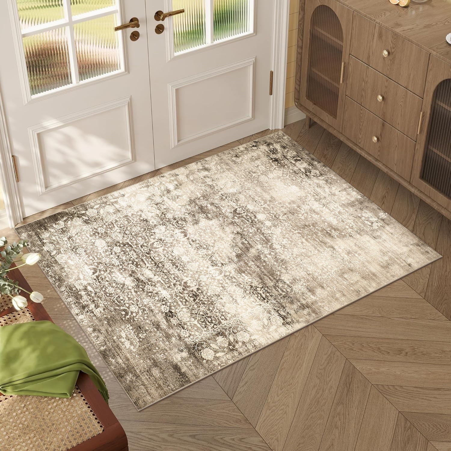 BERTHMEER Abstract Area Rug 3'x5' Soft Entryway Bedroom Rug,Modern