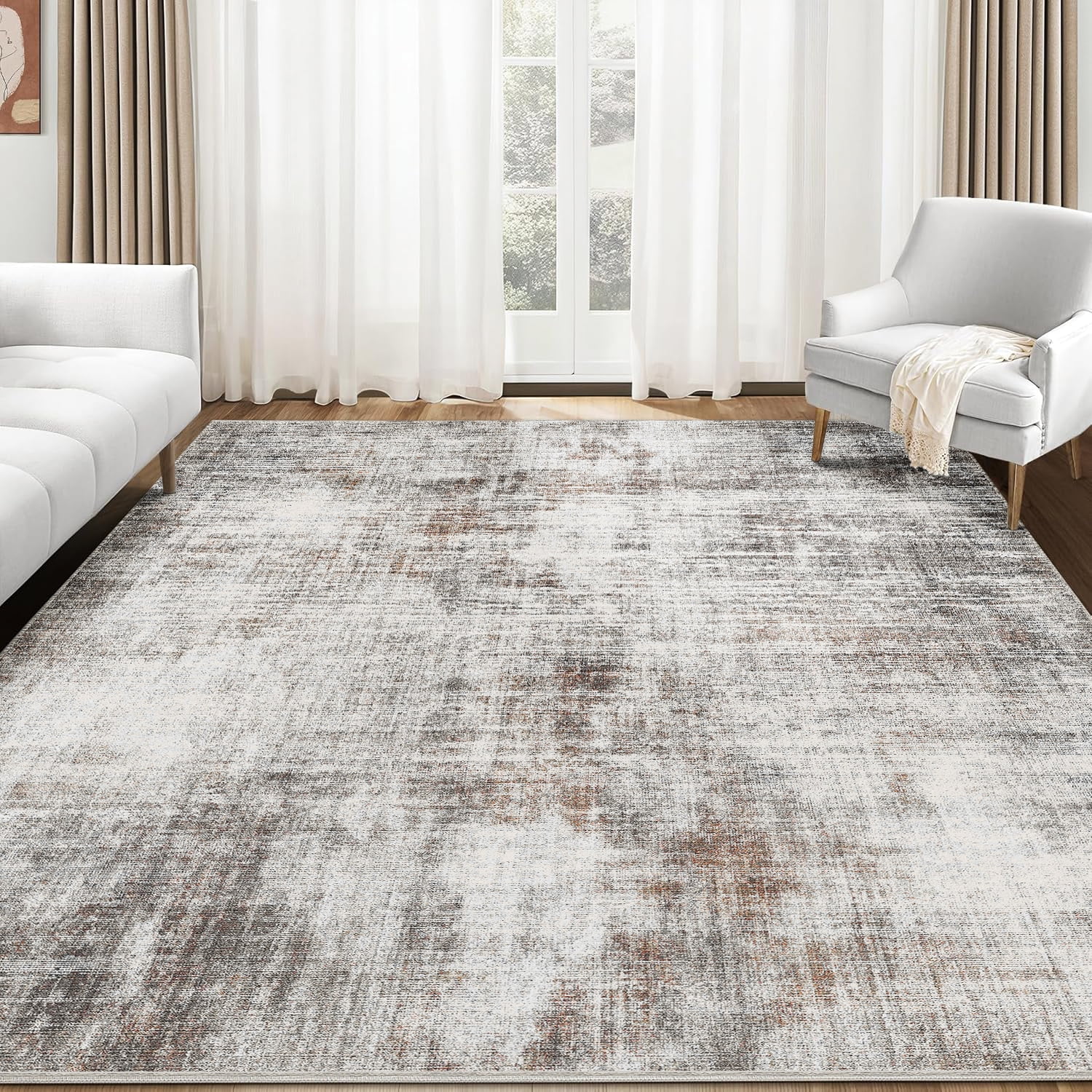 BERTHMEER Large Abstract 8'x10' Area Rug for Living Room,Modern