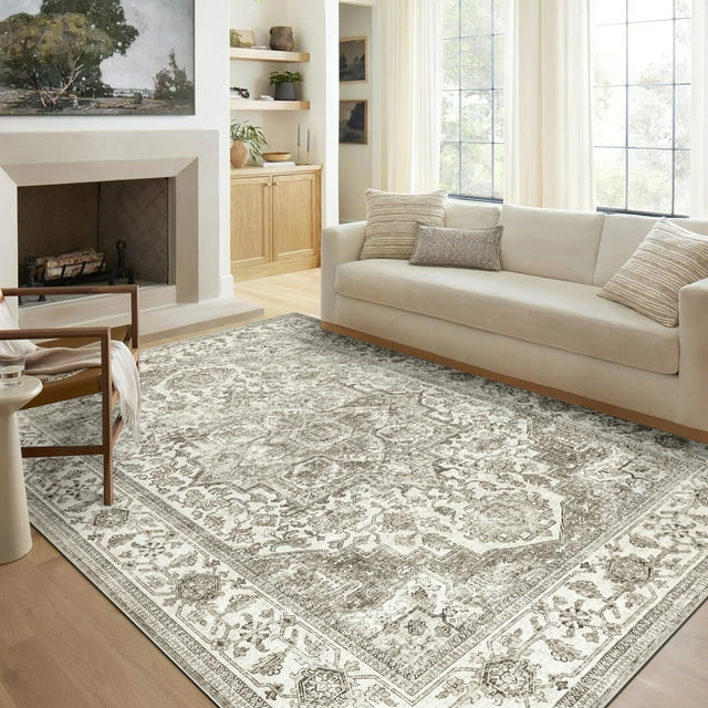 BERTHMEER Large Area Rug 8'x10' Living Room Rug Medallion Vintage