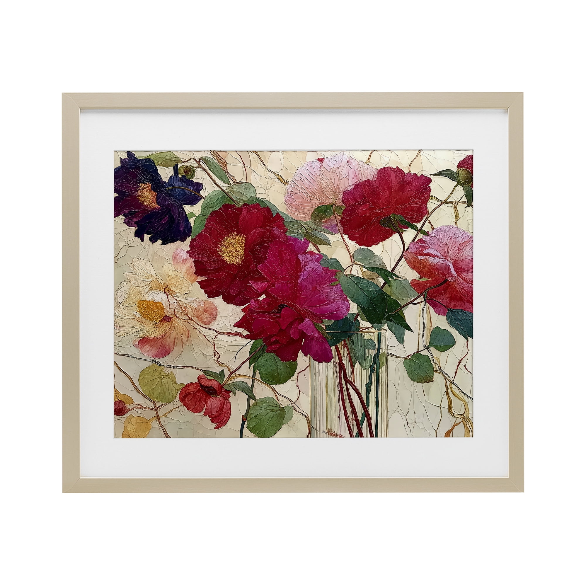 Haiku Flower Vase Birch Framed Print Under Glass, design by Annabelle Hall
