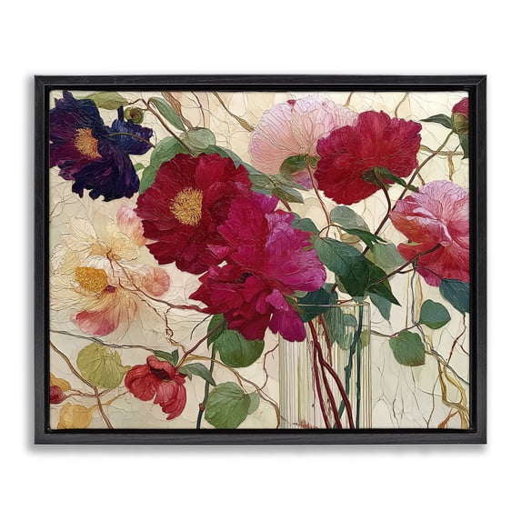 Haiku Flower Vase Black Framed Floater Canvas Wall Art, design by Annabelle Hall